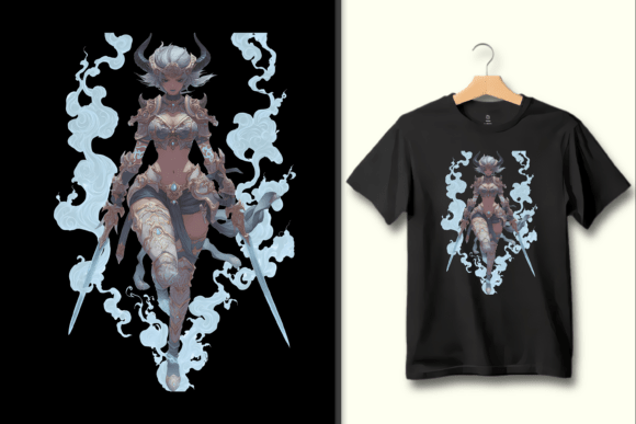 Command Attention with the Fantasy Warrior with Horns & Swords PNG