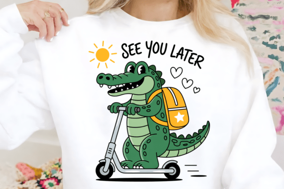 Cute Alligator See You Later PNG: A Design Asset for Joyful School Moments
