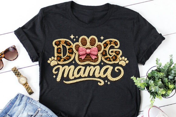 Dog Mama Leopard Print Paw Bow Faux Yarn: A Bold Design Asset