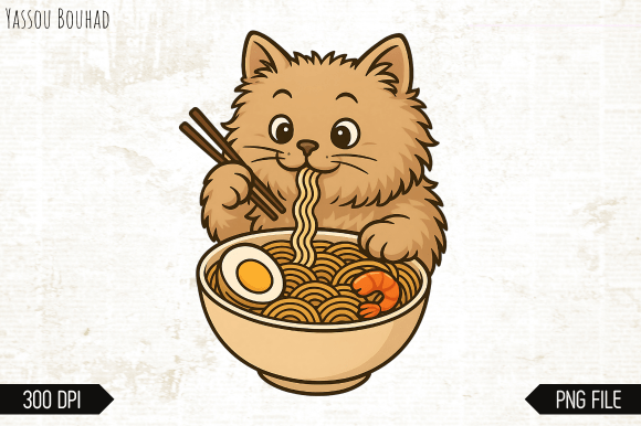 Infuse Playful Charm: The Ramen Cat T-Shirt, Japanese T-Shirt PNG