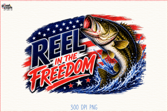 Reel in the Freedom: A Patriotic Fishing PNG for Bold Designs