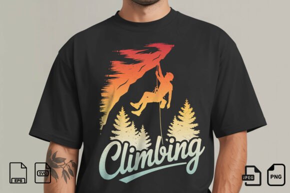 Rock Climbing Retro Sunset SVG: A Design for the Bold