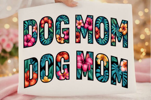 Tropical Floral Dog Mom Mother's Day Png: Vibrant Design Asset for Pet Lovers